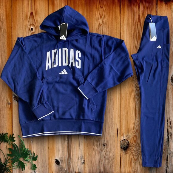 adidas Pants - NWT 2 pc adidas outfit size XL womens hoodie sweatshirt and leggings set blue